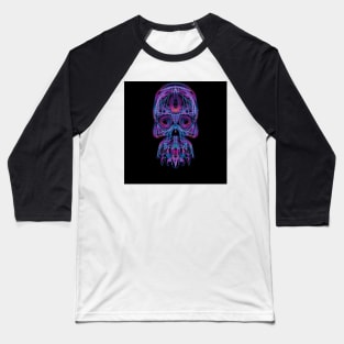 Electroluminated Skull - Vaporwave Neon Baseball T-Shirt